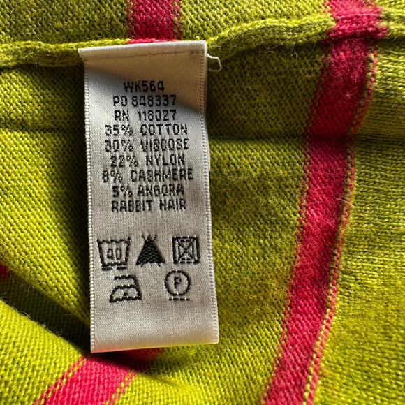 Boden Cashmere Sweater Striped Boat Neck Green Pink Size 10 Cozy Preppy Nautical - Picture 5 of 10